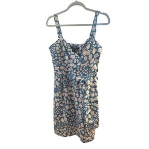 Marc by Marc Jacobs Blue Geometric Silk Cotton Wrap Mini Dress Size 10, MOD